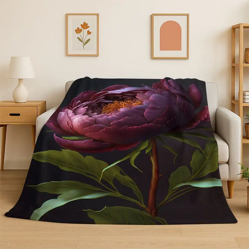 Romance Flowers Rose Daisy Flannel Blanket Soft Throw Blanket for Bedroom Living Room Bed Travel Camping Picnic Nap Cover Gift