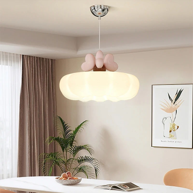 

White Cloud LED Pendant Light Pink Heart Lighting Creative Bedroom Chandeliers Living Room Hanging Lustre Household Luminaire