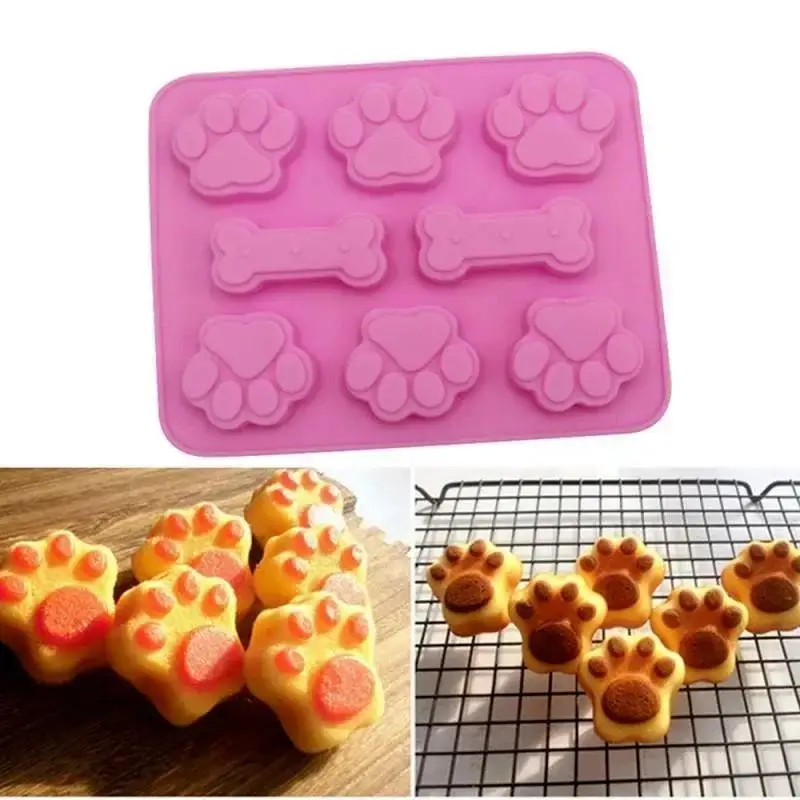 1 Pcs Creative New Cute Dog Footprint & Bone Silicone Mold DIY Fondant Cake Cookie Cutter Handmade Baking Bakeware Accessories