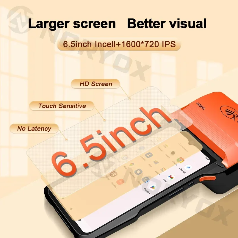 2025 gran oferta 6,5 pulgadas todo en uno Android 14 GMS lector NFC impresora térmica Noryox NB55 NB65 Terminal Pos móvil con impresión de 80mm