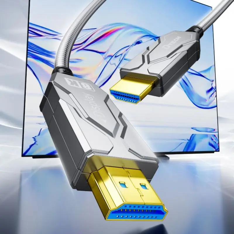 كابل DTECH ذكر إلى ذكر مطلي بالذهب HDMI 8K بطول 2 متر كابل ألياف HDMI 2.1 مدرع