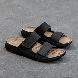 Women Slippers Outside 2023 Leather Breathable Slippers Women Casual Thick Sole Sandals, Anti Slip Soft Sole Beach Shoes Slipper