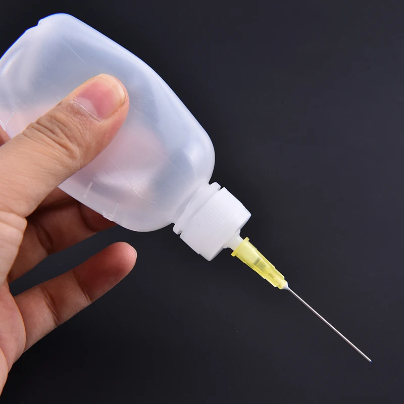 Flacone erogatore di aghi in polietilene trasparente da 3 pezzi da 50ml per pasta di flusso per saldatura di colofonia + 3 strumenti per aghi