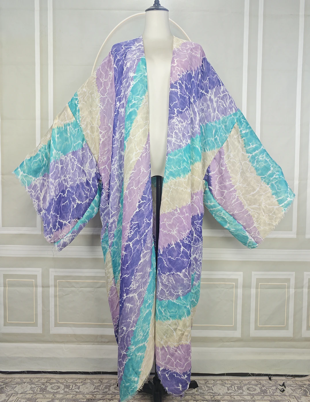 Afrikanische beliebte Strandparty-Vertuschung für Frauen, übergroße, modische, bedruckte lange Kimonos, Blogger, vorne offen, Duster-Mantel für den Urlaub