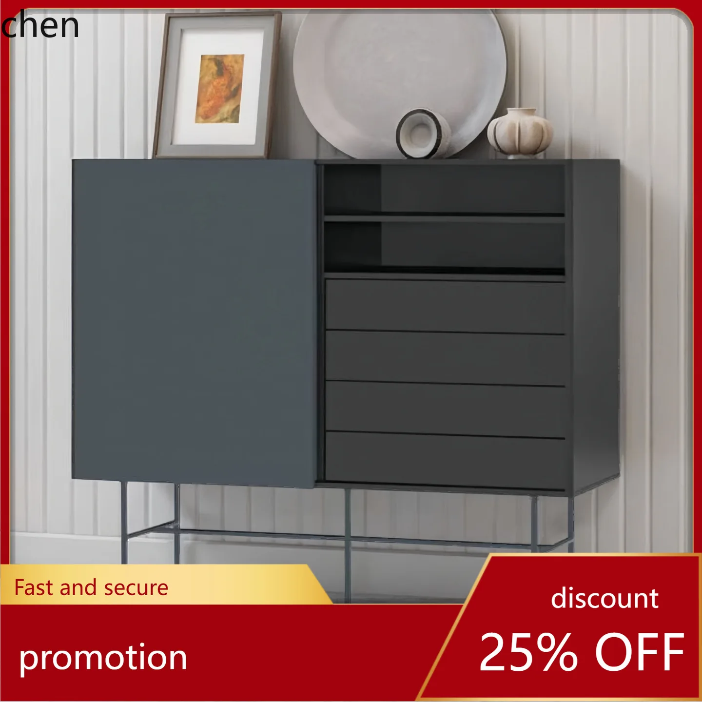 

HT Light Luxury Minimalist Lacquer Sideboard Cabinet with Drawers Modern Storage Cabinet for Home Entryway Storage Cabinet