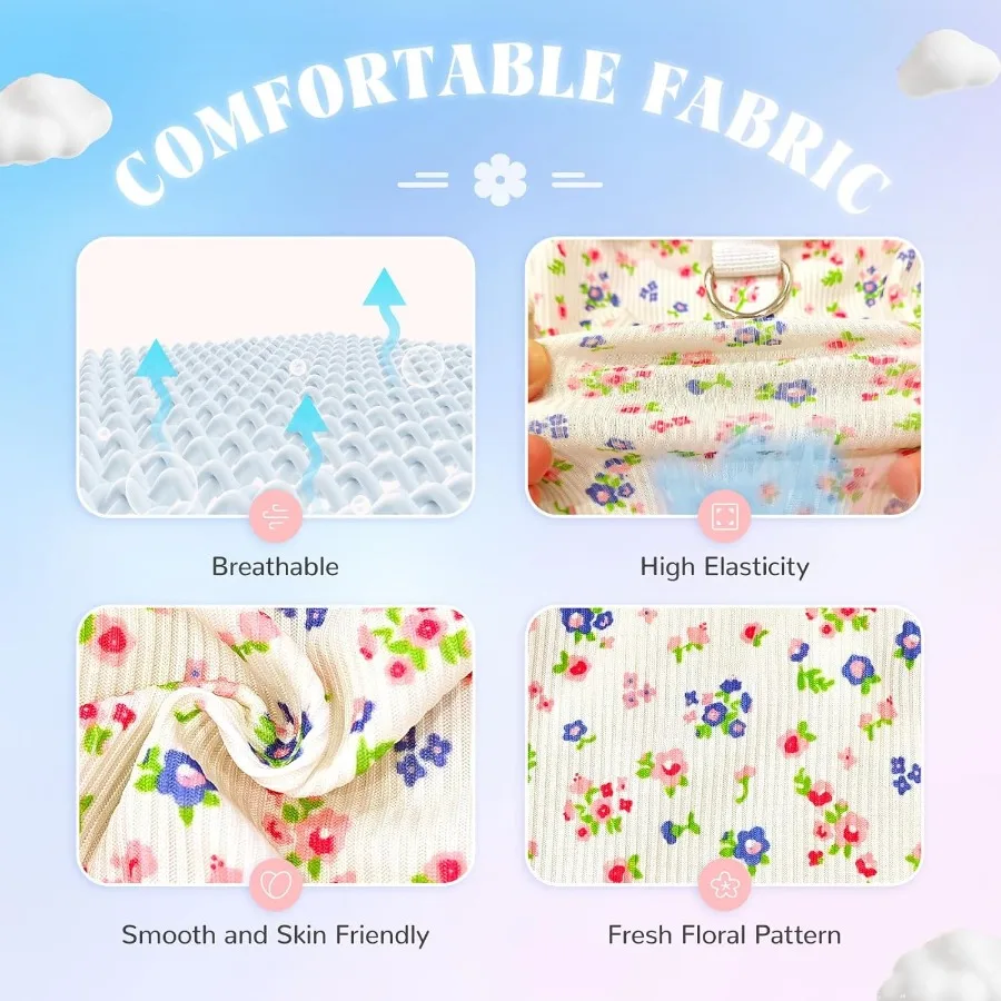 فستان على شكل كلب قطة مزين بالزهور مع توتو irt ملابس أليفة قابلة للتنفس قابلة للتمدد للكلاب الصغيرة والبنات والقطط والجراء وحفلات أعياد الميلاد BlueSm