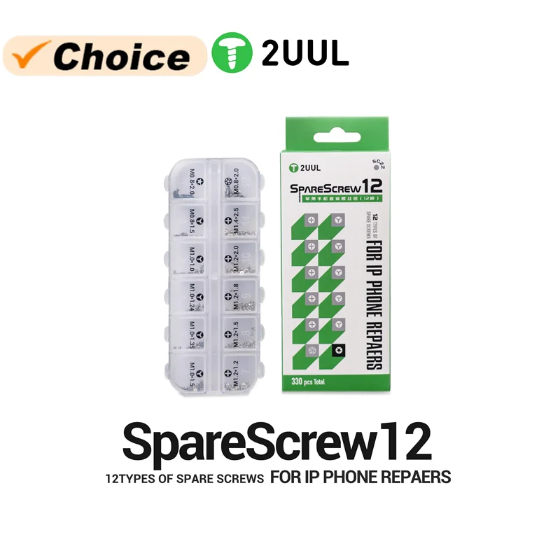 

2UUL SC22 330 шт. запасные винты для ремонта IP с набором 12 типов для обслуживания мобильных телефонов, быстрая экстракция винтов Zoning Box