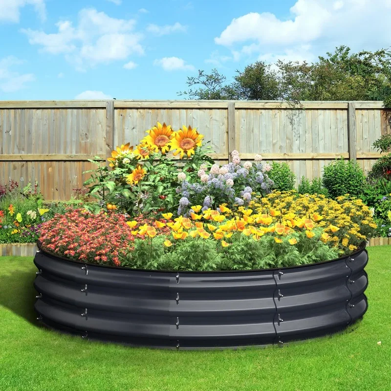 Imagem -04 - Round Galvanized Raised Garden Bed Kit Caixa Grande Plantador de Metal para Jardinagem ao ar Livre Cama para Legumes Flores e Ervas