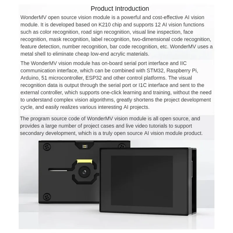 Y22A-K210 وحدة بصرية Wondermv وحدة التعرف على الرؤية كاميرا ذكية لوحة تطوير Python مستشعر Canmv قابل للبرمجة
