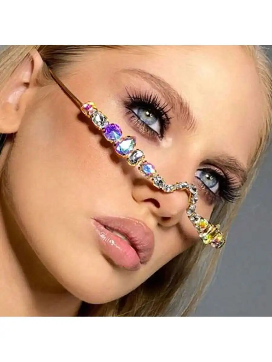 

Crystal Rhinestone Face Decoration Eyeglass Style Accessory For Women
