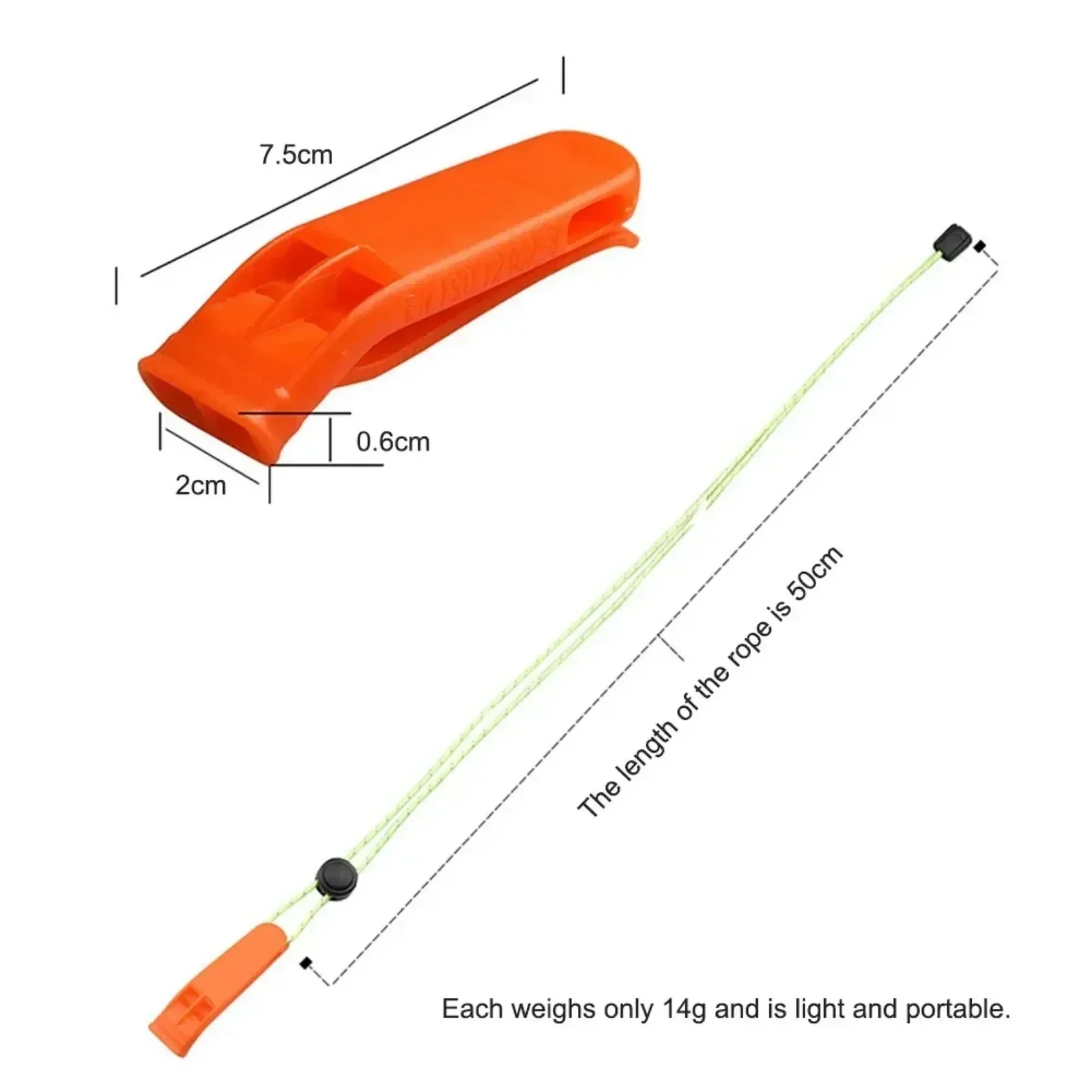 Plastic Outdoor Camping Hiking Survival Rescue Emergency Loud Whistle Sports Match Double Pipe Dual Band Whistle with Tail Rope