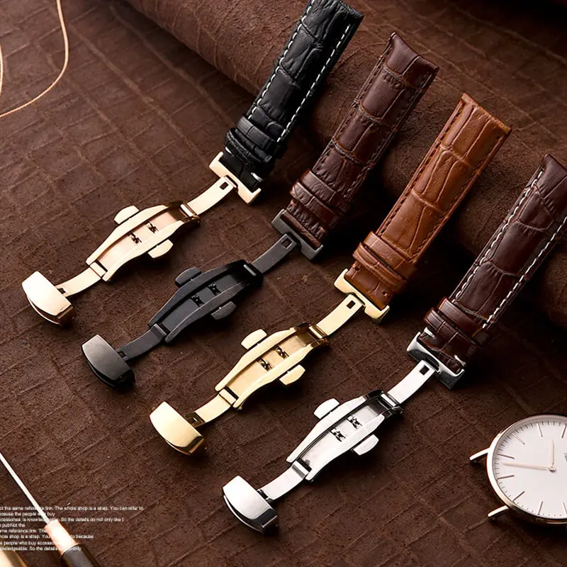 316 الصلبة الفولاذ المقاوم للصدأ مزدوجة دفع زر أضعاف إبزيم ساعة 12 14 16 18 20 22 مللي متر فتحة نمط دائم فراشة نشر المشبك