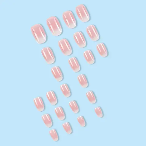 24 पीस ओवल शॉर्ट पिंक प्रेस ऑन नेल्स सिंपल ओम्ब्रे स्प्रिंग फाल्स नेल स्वीट सैसी कूल महिलाओं और लड़कियों के लिए रिमूवेबल वियरेबल नेल आर्ट 12 best sales नकली नाखून छोटे - №3