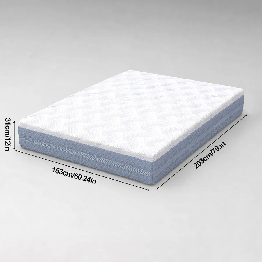 12 Inch Memory Foam Mattress For Bedroom Use With Multi Layer Foam Construction White Color Pressure Relief And Motion Isolatio
