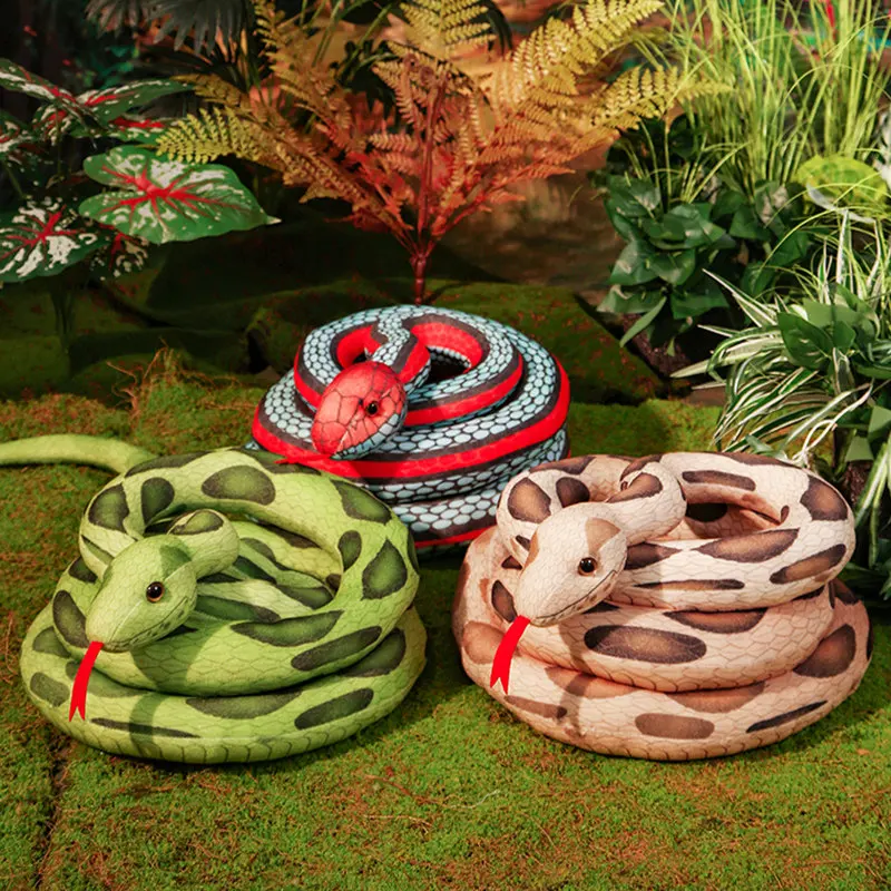 Jouet en peluche de reptile réaliste pour garçons, décoration de fête, beurre de salle, coloré, chirurgie tionné, rouge, vert, marron, cadeau de simulation, 100-300cm