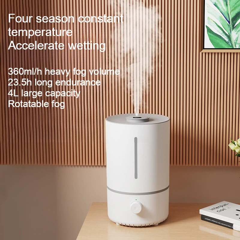 

4L Large Capacity Humidifier with 23.5-hour Long Range 360ml/h Heavy Fog Ultrasonic Atomization Humidifier with Rotatable Fog