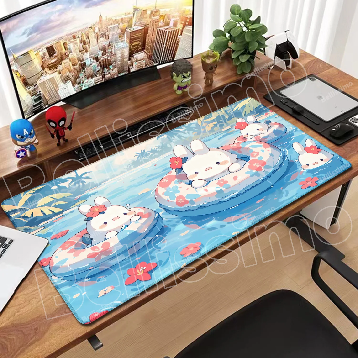 

Anime Mousepad Cartoon Rabbit Grid Desk Mat Computer Gaming Keyboard Extended Mouse Pad Office Accessories Pc Gamer Anime Rug