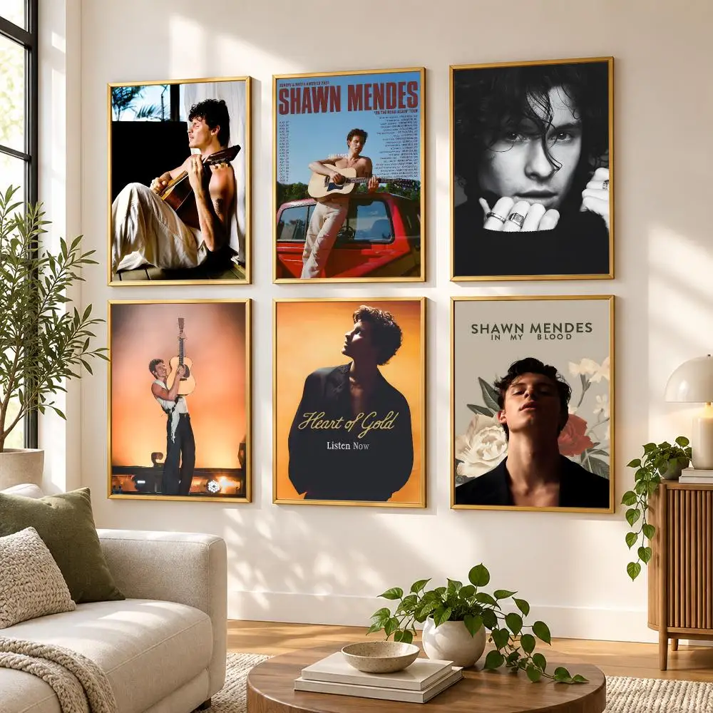 S-Shawn Mendes SINGER Poster HD art sticky wall waterproof home living room bedroom bar aesthetic decoration