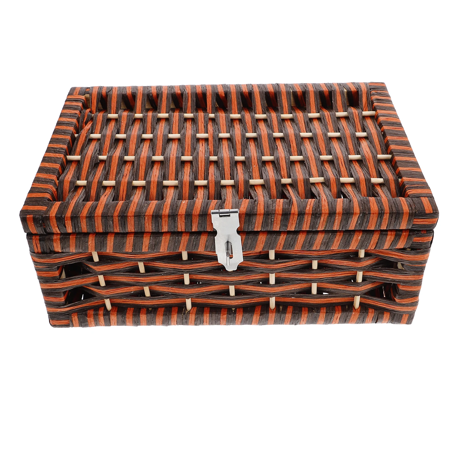 

Rattan Storage Box With Lid Woven Organizer Bin Multifunctional Desktop Shelf Sundries Container Large Capacity Dustproof