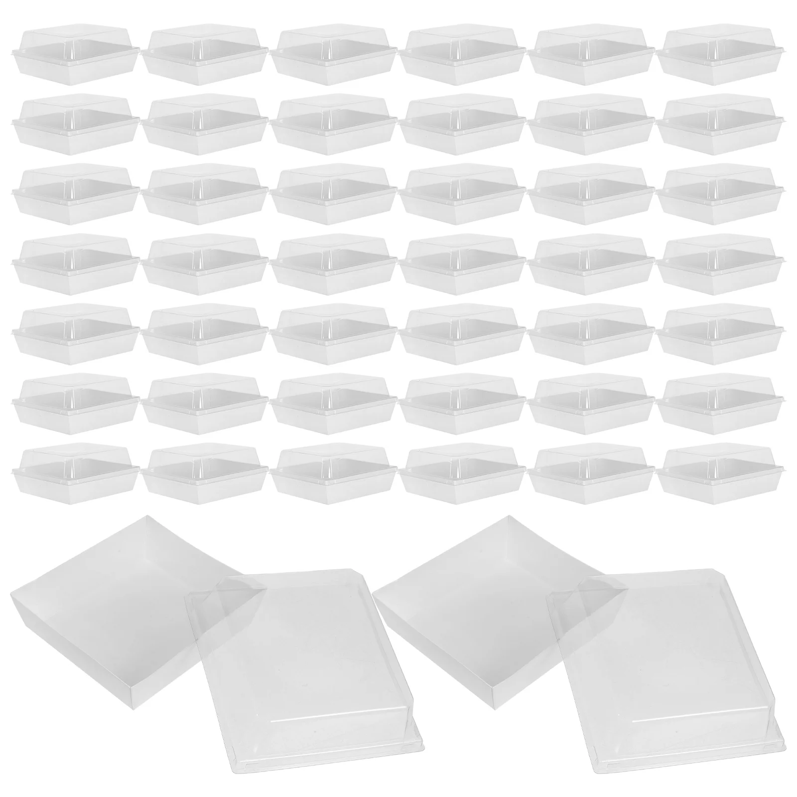 

50 Pcs Crisper Slice Bakery Small Baked Goods Boxes Cake Containers Food Packaging Cookie Square