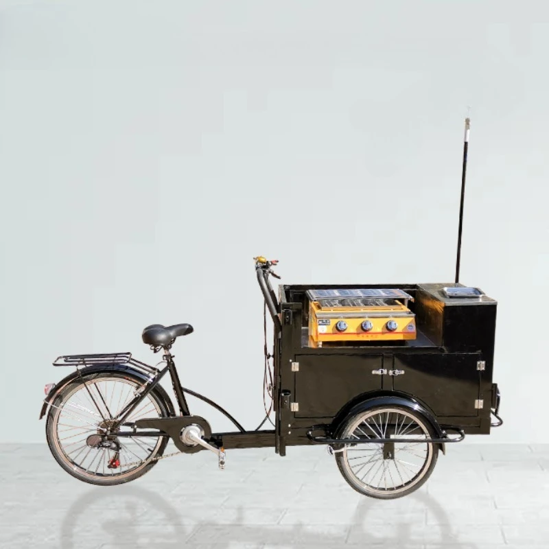 Street Sale Food Bicycle Hot Dog Cart Bicycle with BBQ Pedal Tricycle Business