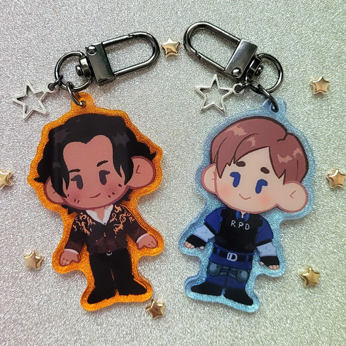 Resident Evil Acrylic Keychains Set - Leon Kennedy Chris Redfield Claire Redfield Luis Serra Ada Wong Albert Wesker Collectible