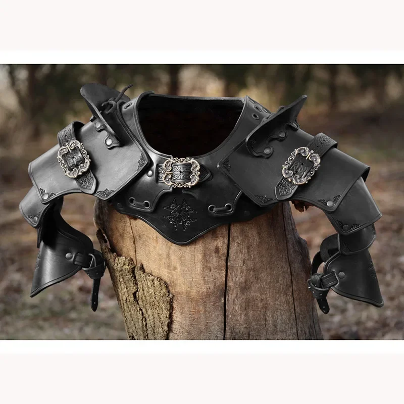 Medieval Roman Gladiator Warrior PU Leather Shoulder Armor Pauldrons Viking Knight Samurai Cosplay Costume Steampunk Accessory