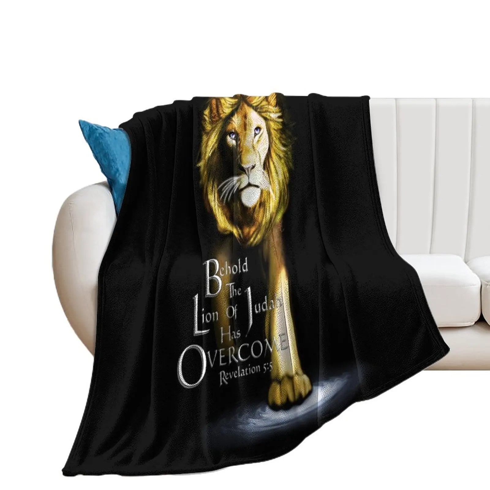 

Lion of Judah With Scripture (Gold) Throw Blanket Quilt For Baby Blankets