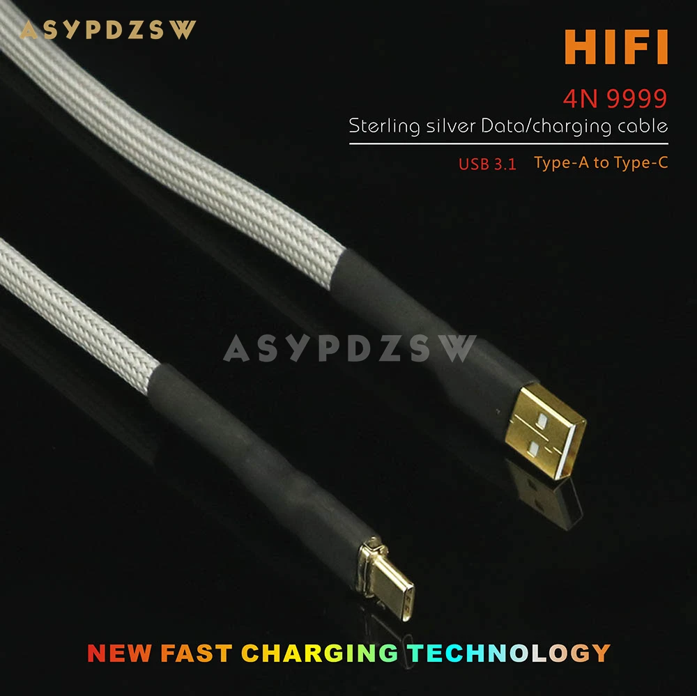 

HIFI DIY 4N Sterling silver Male USB 3.1 Type-A to Type-C Data/charging cable 70cm/1.2M/2M