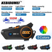300m Motorcycle Intercom Helmet Headset 1000mah V5.3 Bluetooth Wireless Interphone Waterproof Intercomunicador Speaker Earphone