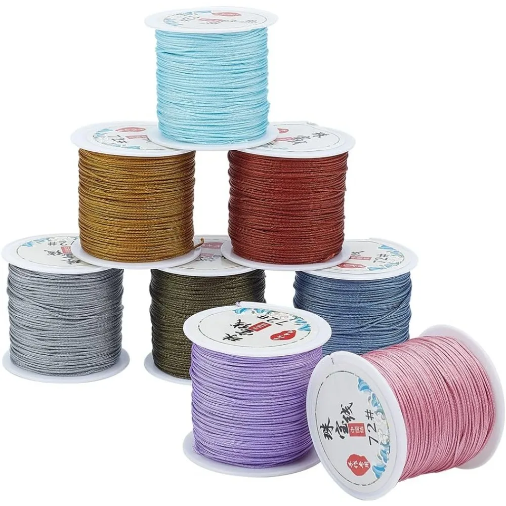

392 Yards 0.8mm Nylon String Cord 8 Colors Bracelet String Chinese Knotting Cord Macrame Nylon Thread for Kumihimo