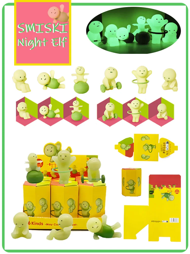 Mehrteilige Serie Leuchtende Grüne Puppen Blind Mystery Box Actionfiguren Dekoration Desktop-Modell Spielzeug für Überraschungsgeschenke