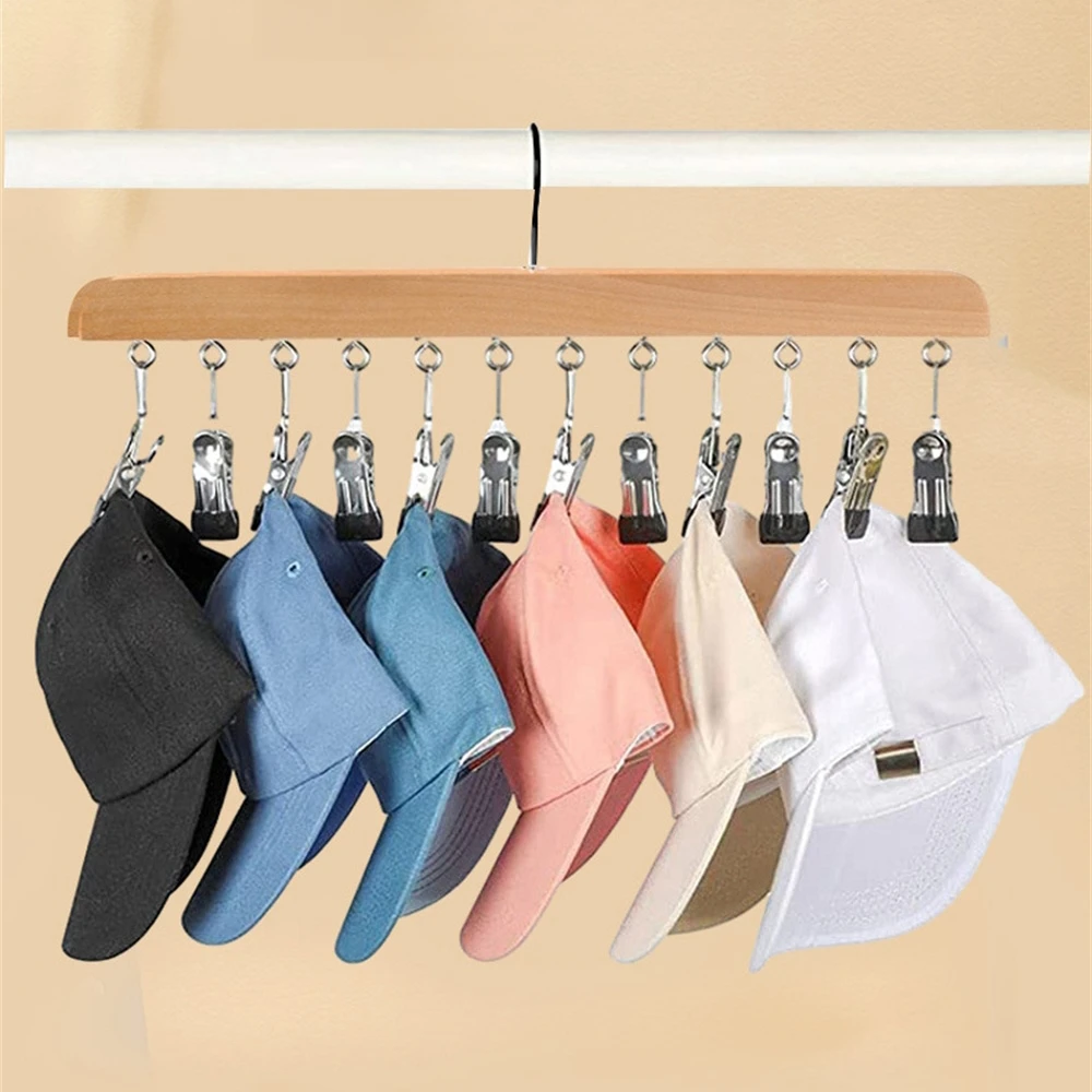 12 Clips Socks Hat Organizer Home Wooden Sling Clothes Hangers Metal Stainless Steel Drying Clips Panties Drying Clothespin