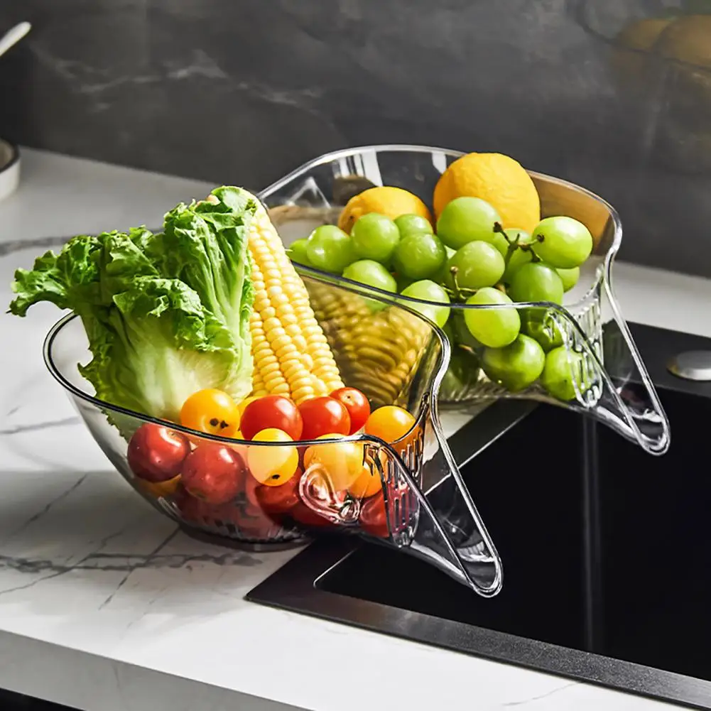 Kitchen Drain Basket Capacity Drain Basket for Efficient Fruit Vegetable Washing Kitchen Sink Quick Drainage Funnel for Dry