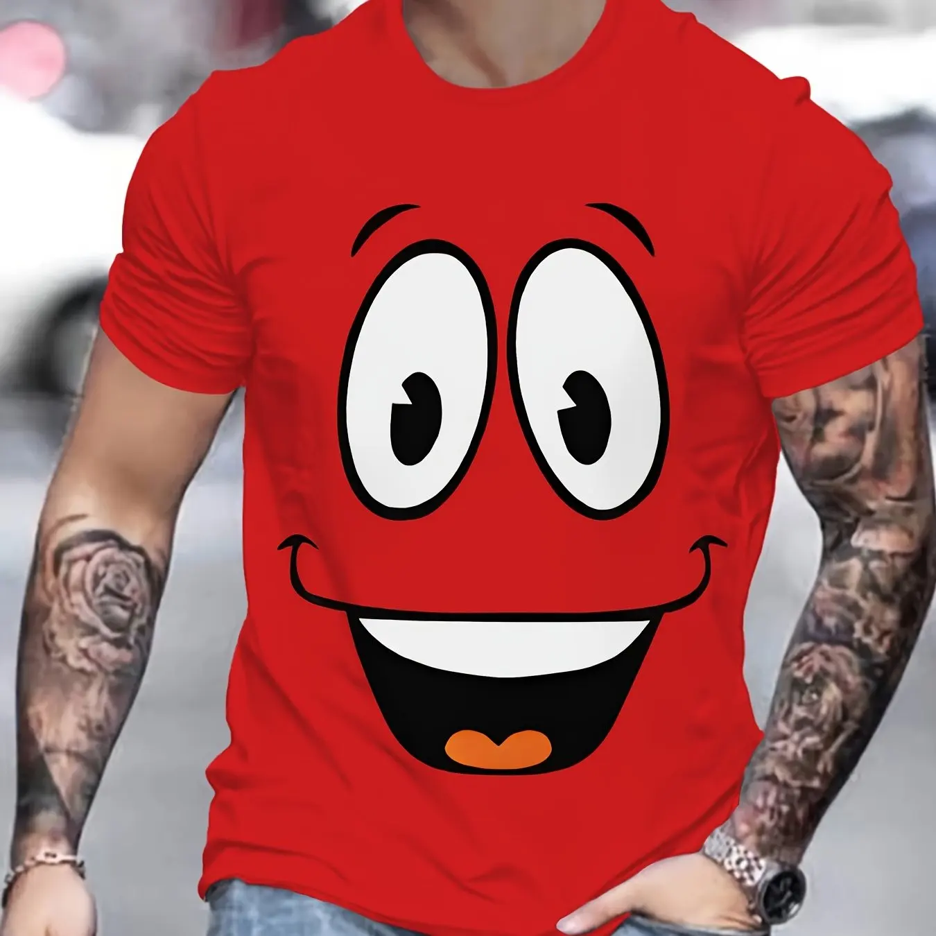 

New Summer Men's T-shirt Funny Expression Print Pattern Short Sleeve Top Outdoor Fashion O-neck Tops OverSize Loose Men Clothing