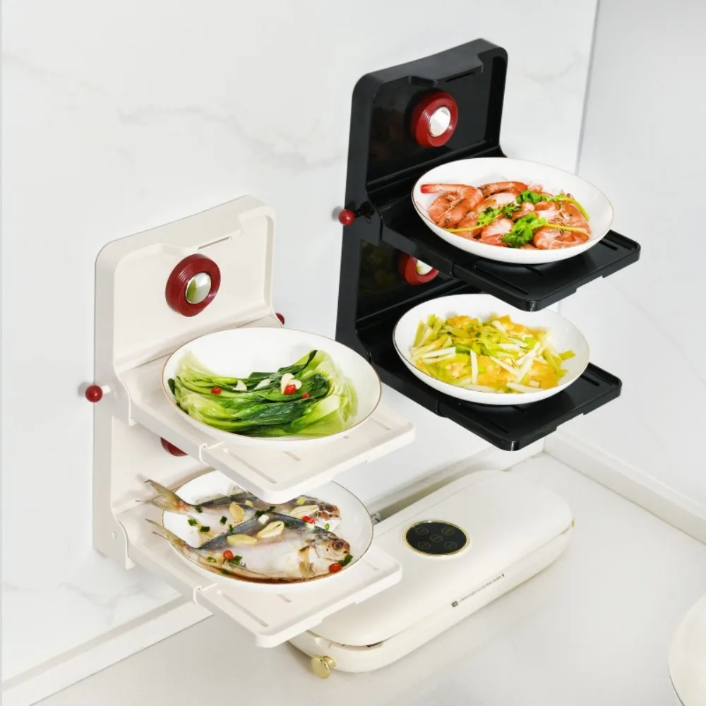 

Multi-layer Food Preparation Rack Suction Cup Type No Punching Folding Seasoning Rack Space Saving Wall Mounted