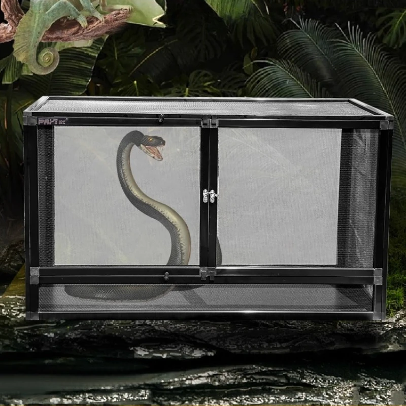

Террариум для рептилий с алюминиевым экраном, большое панорамное обитания с тепловой лампой для бородатого дракона и черепахи, вентилируемый корпус