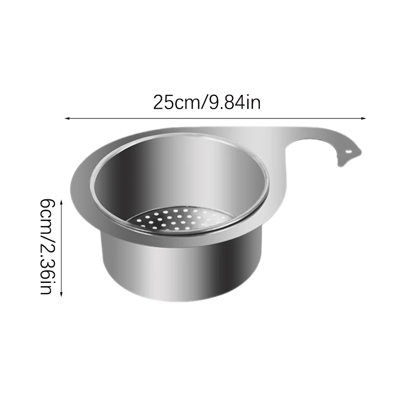 Stainless Steel Swan Sink Strainer Basket Removable Goosehead Storage Drainage Basket Goosehead Hanging Wet & Dry Drainage Racks