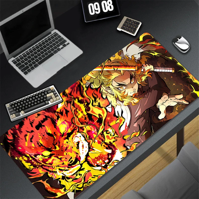 Rubber Anti Slip Cool Mouse Pad Luxury Gaming Accessories D-demon Slayer Rengoku Kyoujurou Desk Mat Office Computer HD Mousepad