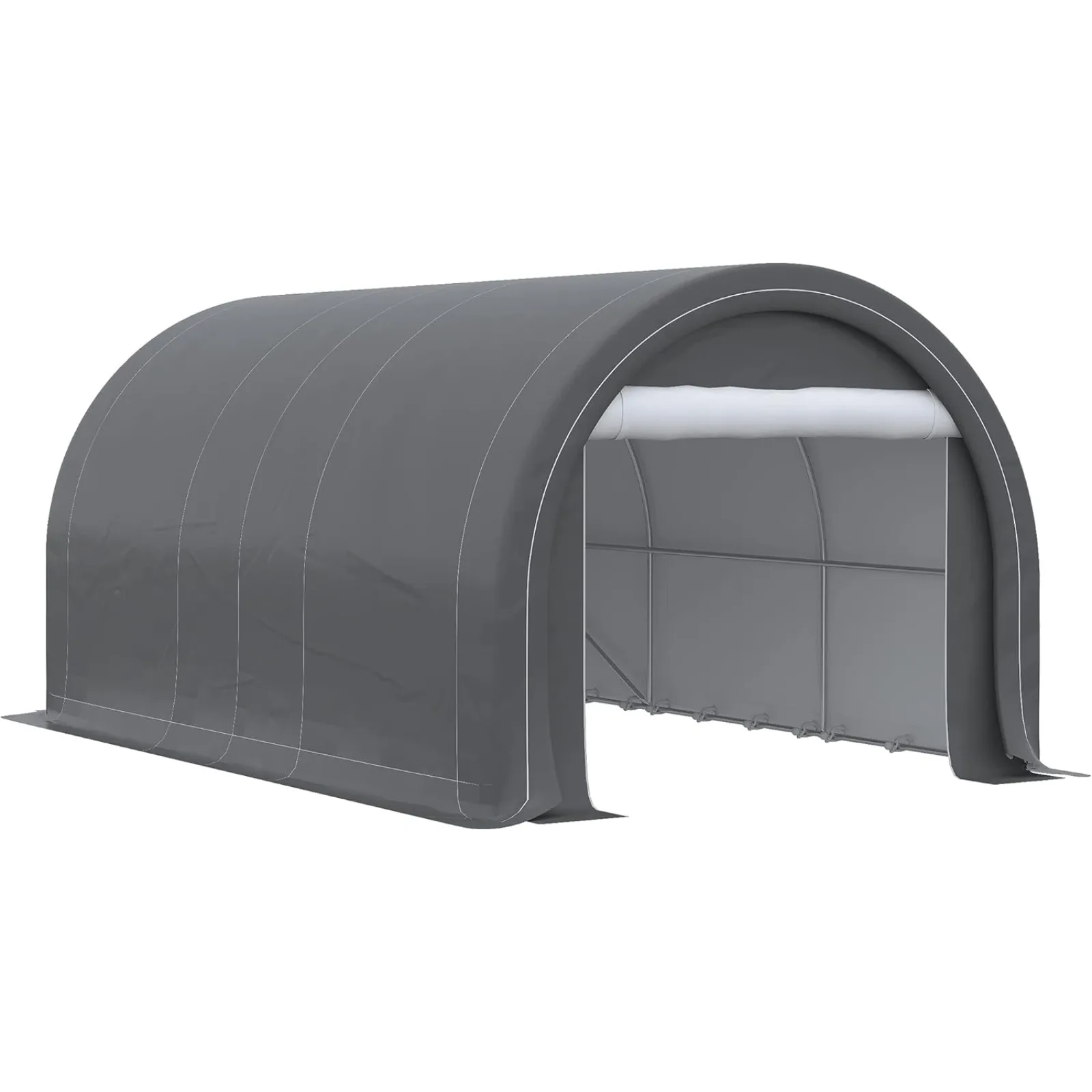 

US 10' x 16' Carport, Heavy Duty Portable Garage Storage Tent with Large Zippered Door, Anti-UV PE Canopy Cover for