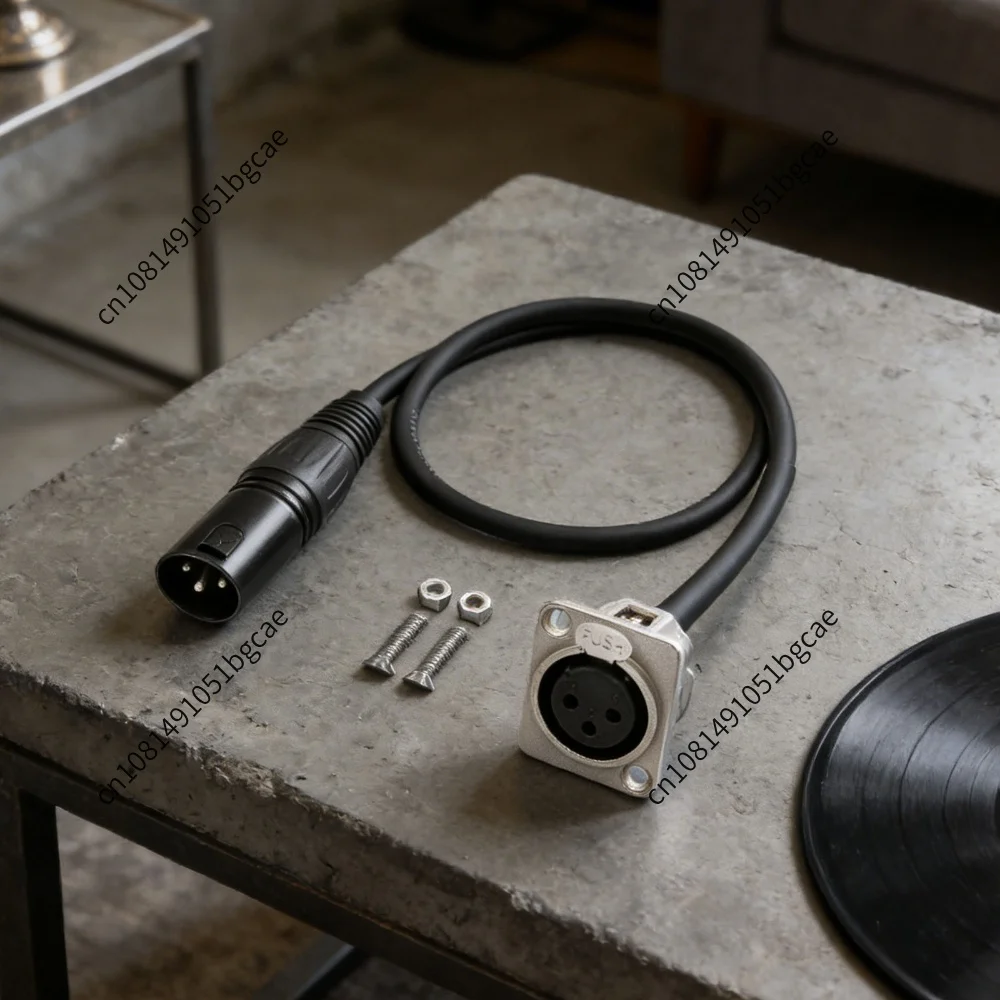 3Pin Pass Through Connector Male To Female Floor Box Cable 0.6m/2 Feet No Solder with Mounting Screws for Pro Audio Installation