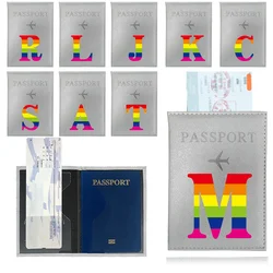 Soporte para pasaporte con estampado de arcoíris, funda protectora para pasaporte, Color plateado, Serie de identificación, tarjetero de crédito