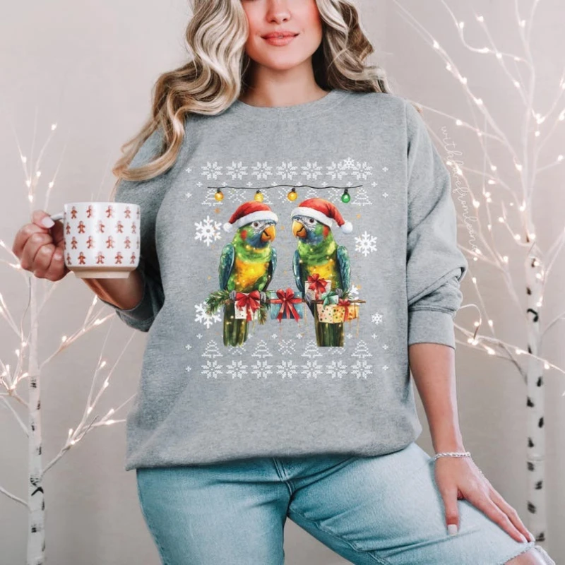 

Жениха Vets and Breed Любители попугаев Рождественская вечеринка Осенне-зимняя толстовка с круглым вырезом Одинаковые толстовки с длинными рукавами