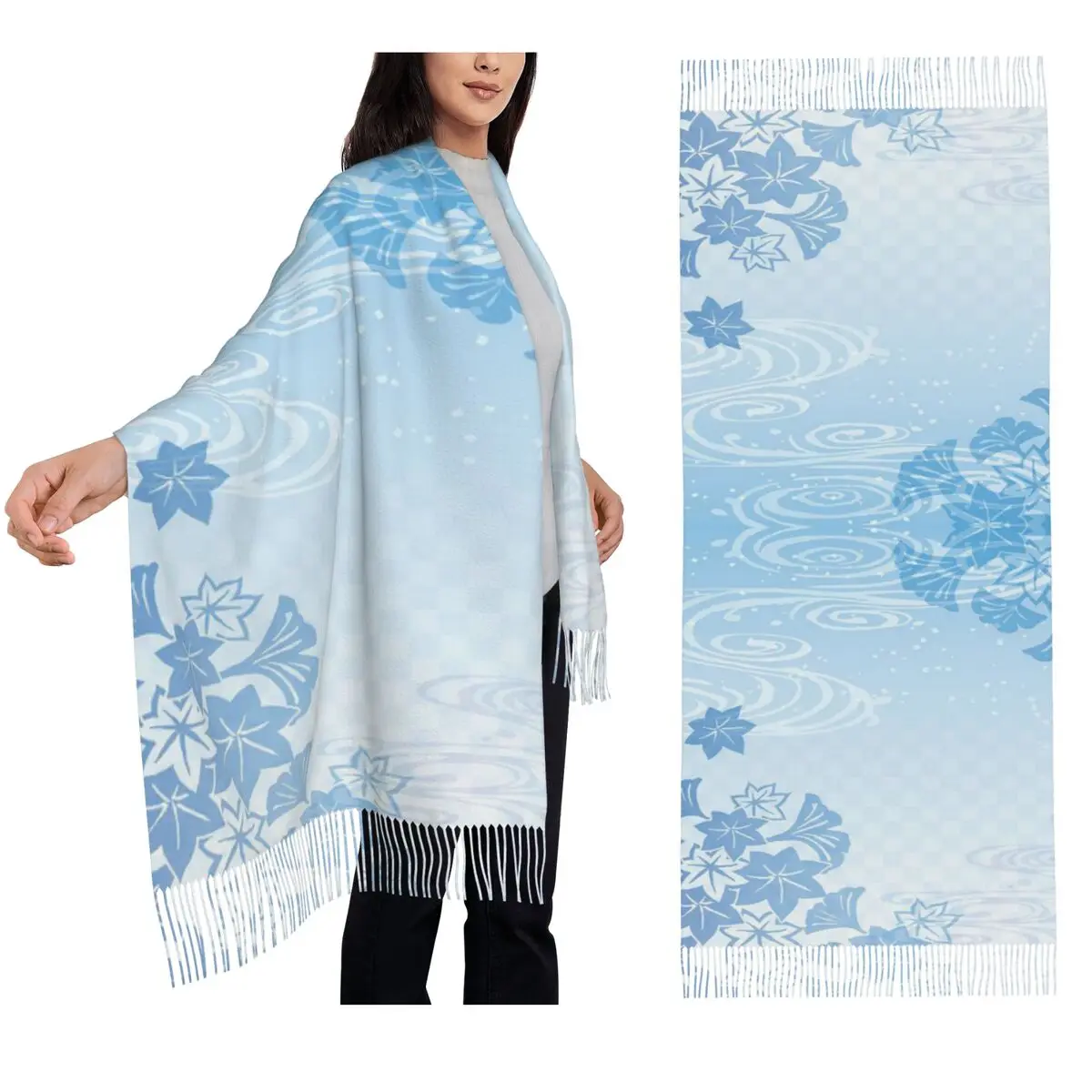 Gusu Lan Sect The Untamed Mo Dao Zu Shi Wei Wuxian Scarf Tassel Scarves for Women Shawls and Wraps Long Fall Winter Shawl Wrap