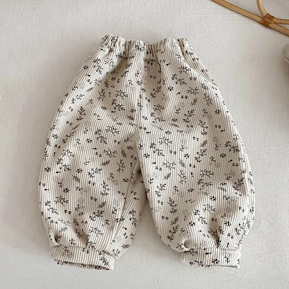 السراويل الشتوية الدافئة للفتيات الصوف الأزهار نقطة طباعة الأطفال بوتيك الملابس السببية فضفاضة المدرسة طفل فتاة السراويل #2