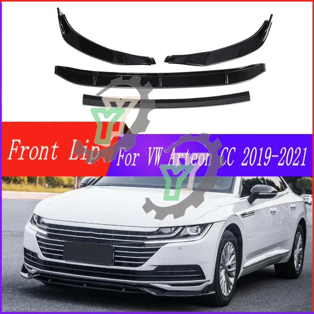 

3PCS Front Bumper Lip Spoiler Splitter Diffuser Detachable Body Kit Cover Guard For Volkswagen VW Arteon CC 2019 2020 2021