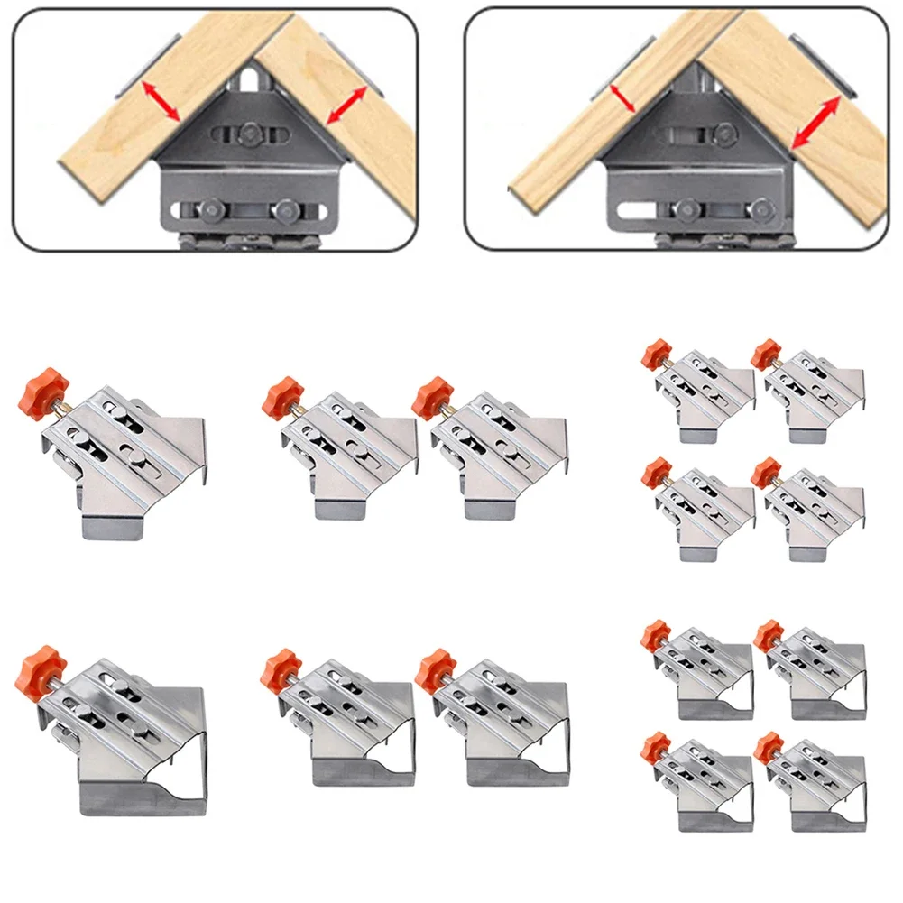 1/2/4pcs 90 Degree Fixing Clips Adjustable Swing Jaw Stainless Steel Photo Frame Clip Wood Corner Clamps for Wood Panel Splicing