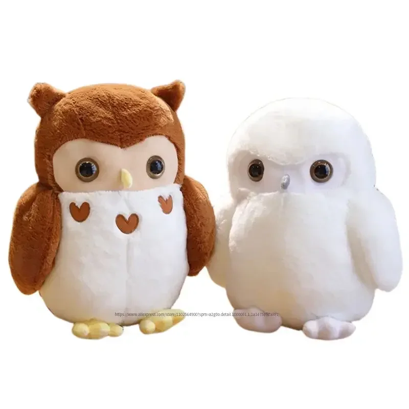 

30/40cm Stuffed Couple Owl Doll Simulation Animal Toy Cute Bird Brown White Cartoon Plush Round Lifelike Doll Birthday Gift Kids
