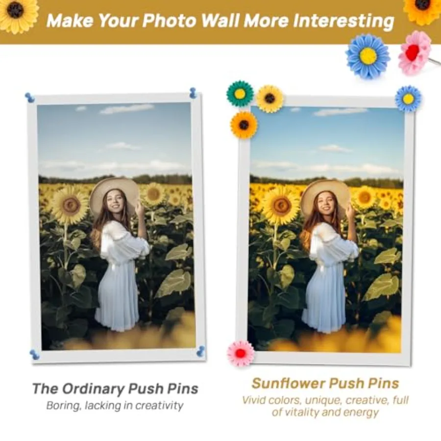 دبابيس ضغط للوحة الإعلانات 20 قطعة مسامير الإبهام اللطيفة زهرة مسامير الإبهام 5 ألوان دبابيس ضغط الزخرفية لجدار صور لوحة الفلين Ma #6