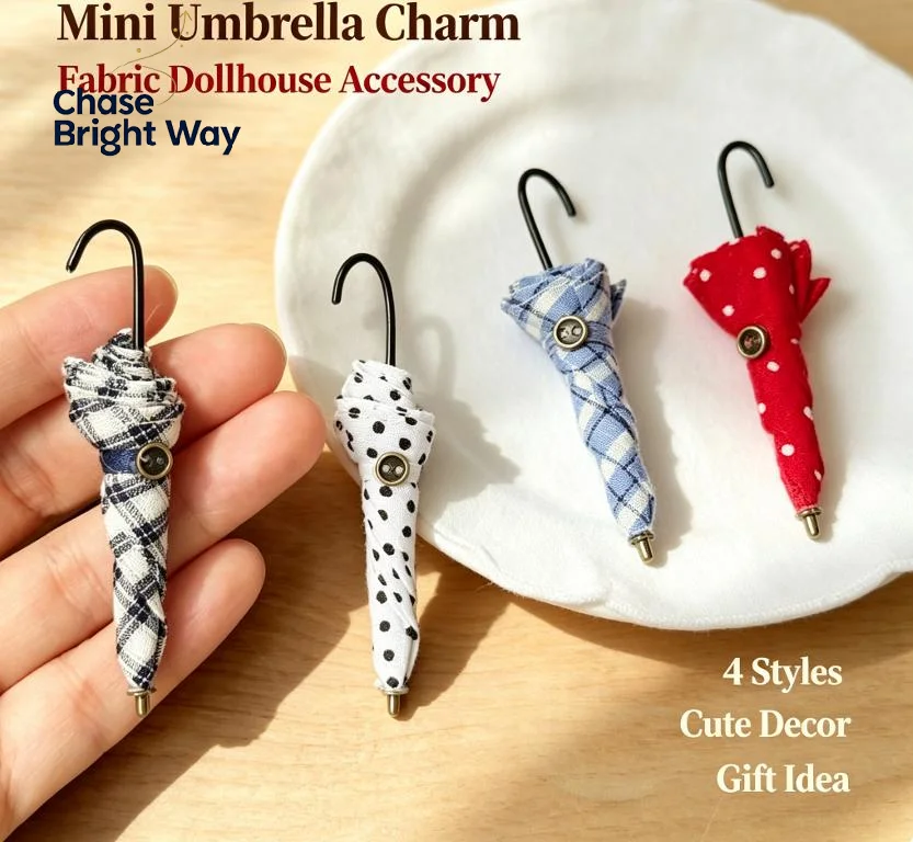 Mini Doll Umbrella Cute Photo Prop Portable Doll Accessory for DIY Dollhouse Role Play Kids Pretend Toy Gift